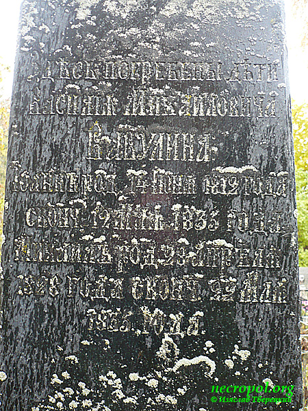 Надпись на памятнике на могиле Иоанна и Михаила Вавулиных; фото Изяслава Тверецкого, октябрь 2010 г.