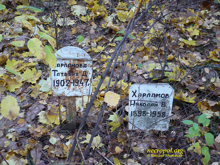 Могила Татьяны и Николая Харламовых; фото Изяслава Тверецкого, октябрь 2010 г.
